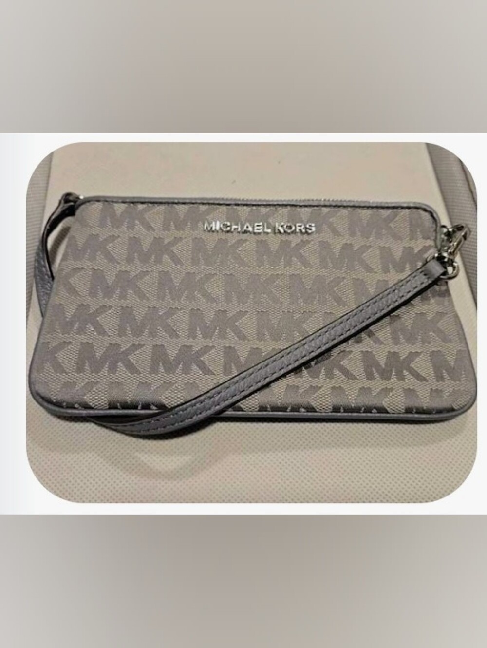 Michael Kors Gray MK Signature Wristlet with Detachable Strap